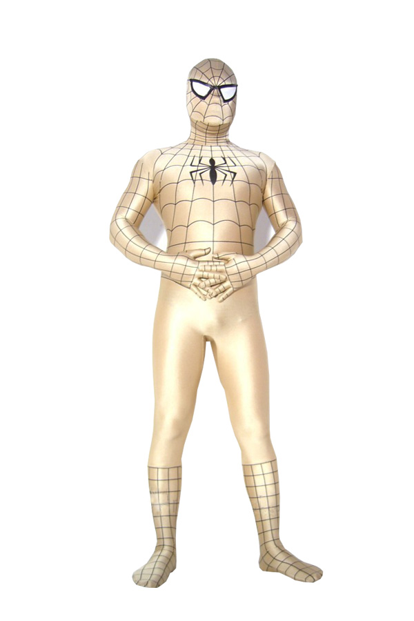 Halloween Costumes Flesh Color Spiderman Zentai Suit - Click Image to Close